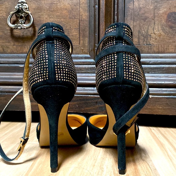 COPY - Jessica Simpson Black Suede Rhinestone stiletto Heels size 9M - Picture 7 of 9